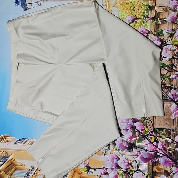 Nic+Zoe Elegant Cream Women's High Waisted Pants Ankle Slit Size 16 - Picture 1 of 7